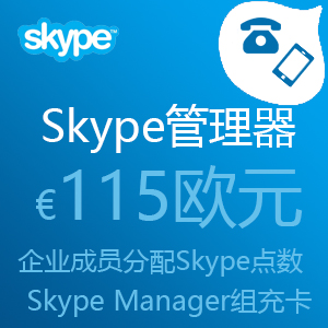 点击购买Skype管理器115欧元充值卡